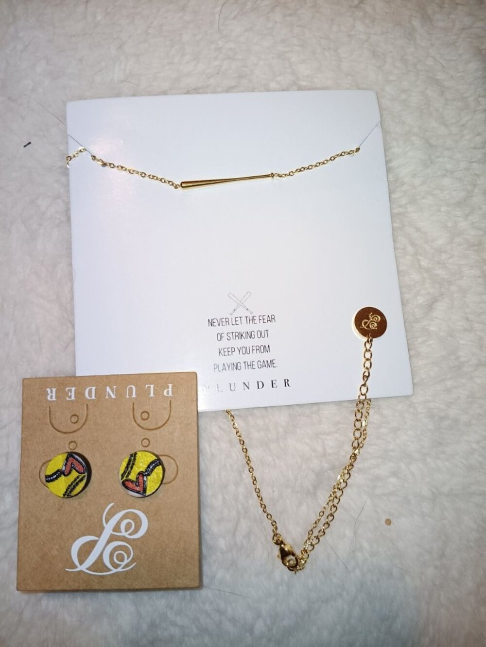 Baseball Bat Necklace w/Ball